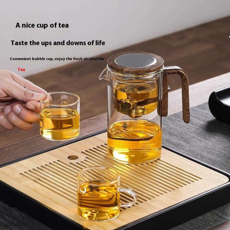 Magnetic Glass Teapot with Wood Handle, One Click Separation