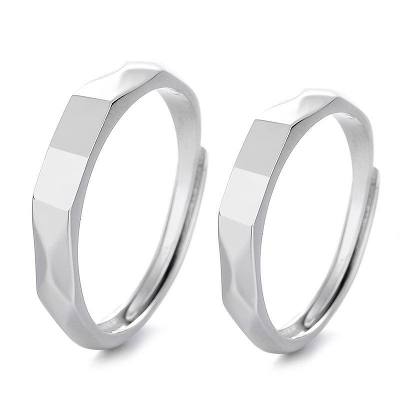 Elegant Sterling Silver Couple Rings - Timeless Design, Adjustable Fit