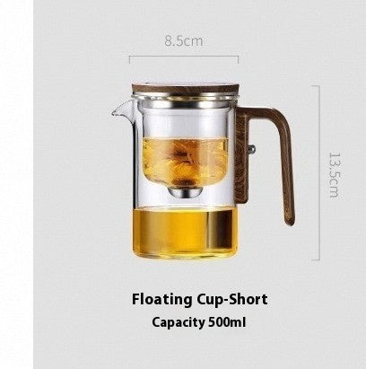 Magnetic Glass Teapot with Wood Handle, One Click Separation