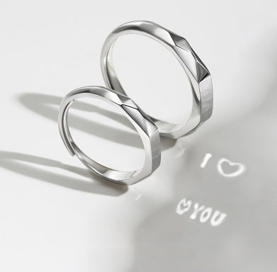 Elegant Sterling Silver Couple Rings - Timeless Design, Adjustable Fit