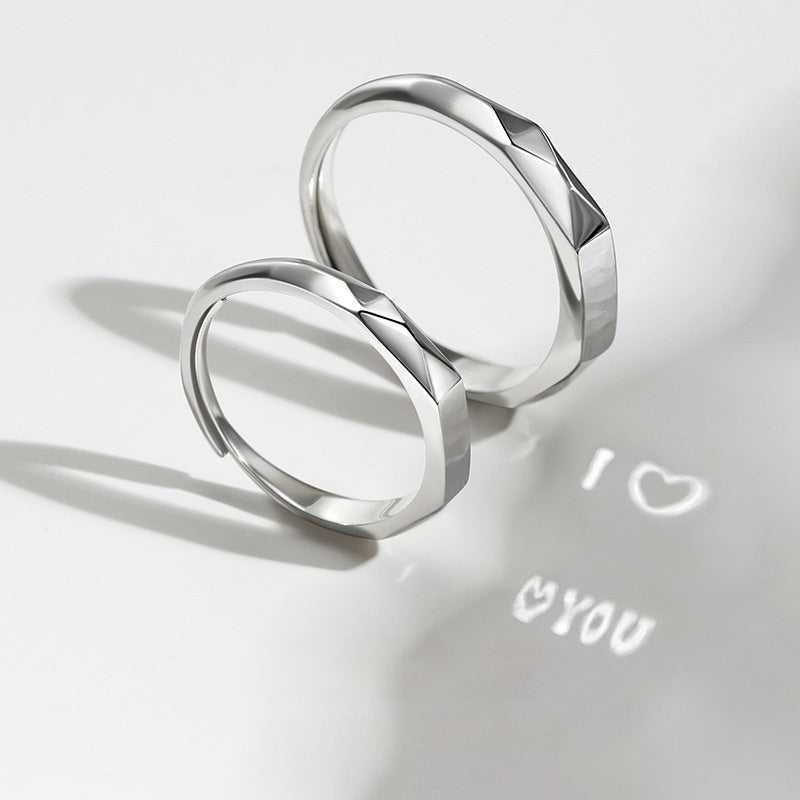 Elegant Sterling Silver Couple Rings - Timeless Design, Adjustable Fit