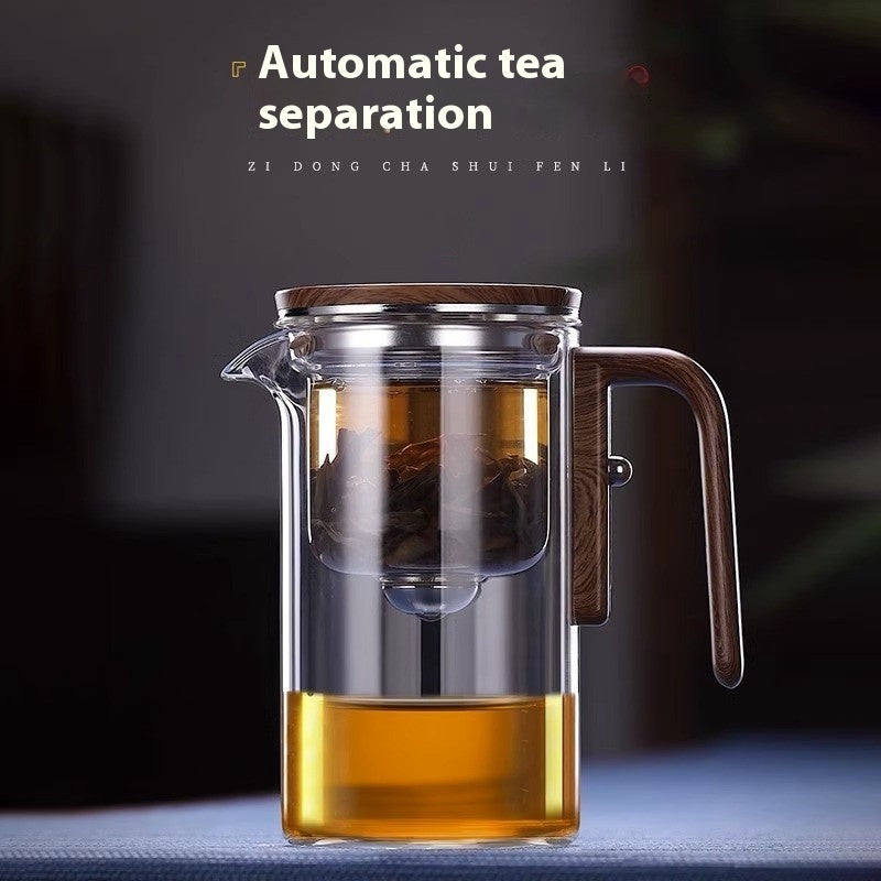 Magnetic Glass Teapot with Wood Handle, One Click Separation