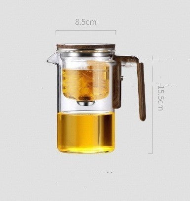 Magnetic Glass Teapot with Wood Handle, One Click Separation