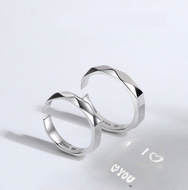 Elegant Sterling Silver Couple Rings - Timeless Design, Adjustable Fit