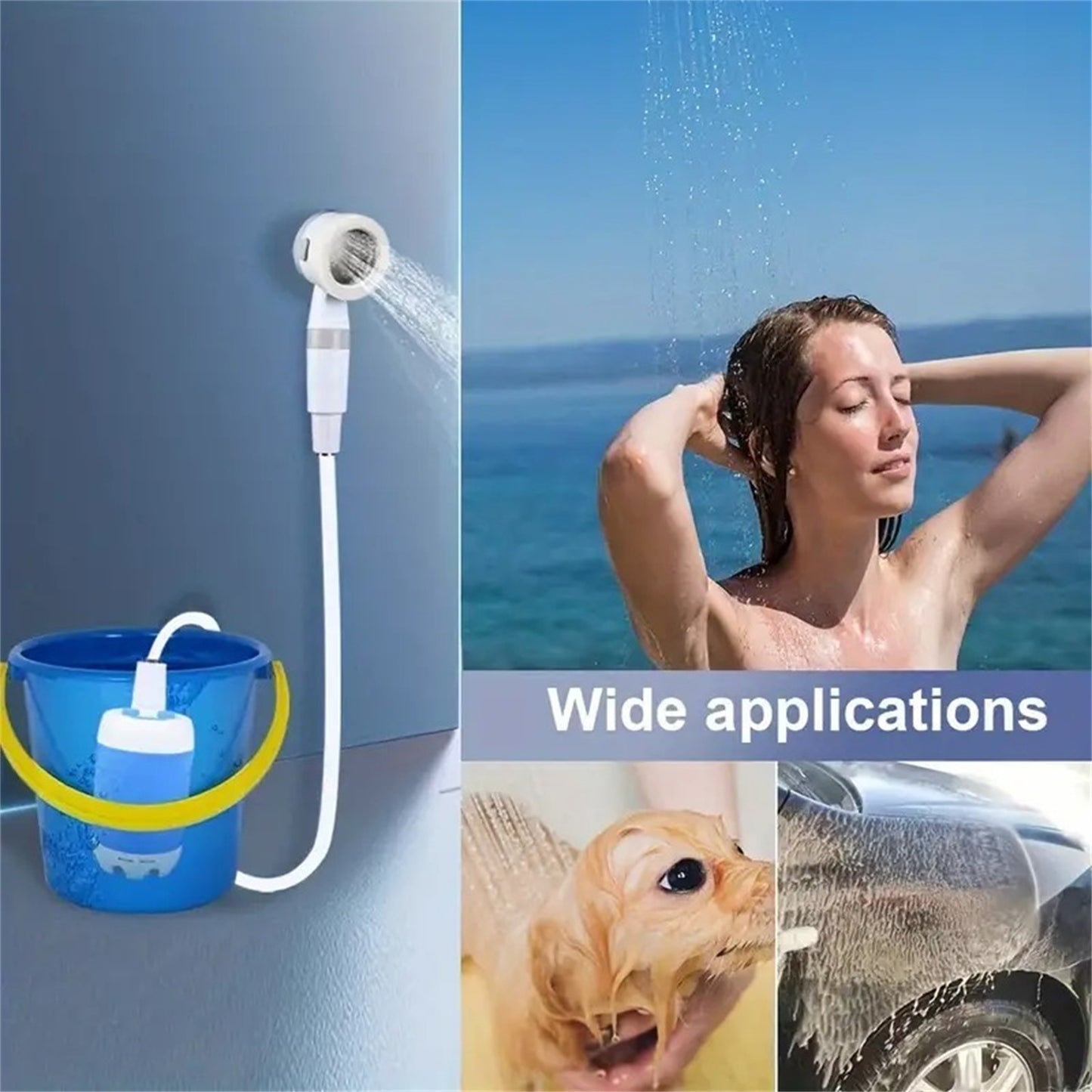 Portable Waterproof Outdoor Shower with Rechargeable Power for Travel & Adventure