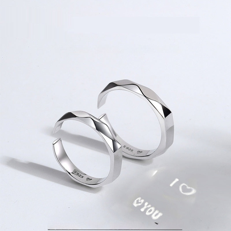 Elegant Sterling Silver Couple Rings - Timeless Design, Adjustable Fit