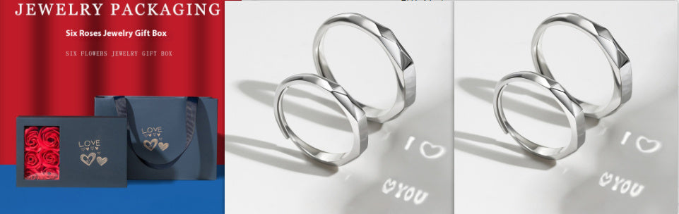 Elegant Sterling Silver Couple Rings - Timeless Design, Adjustable Fit