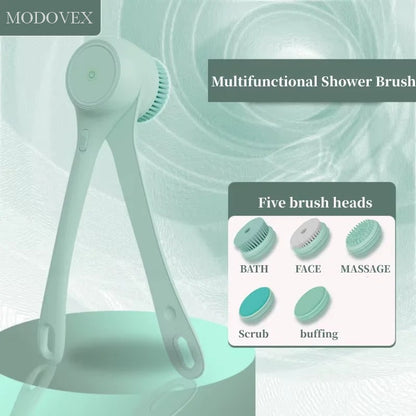 Multi-Head Bathing Tool - Scrub, Exfoliate & Massage with 5 Versatile Attachments